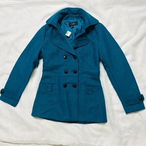 XXI Forever Teal Double-Breasted Pea Coat
